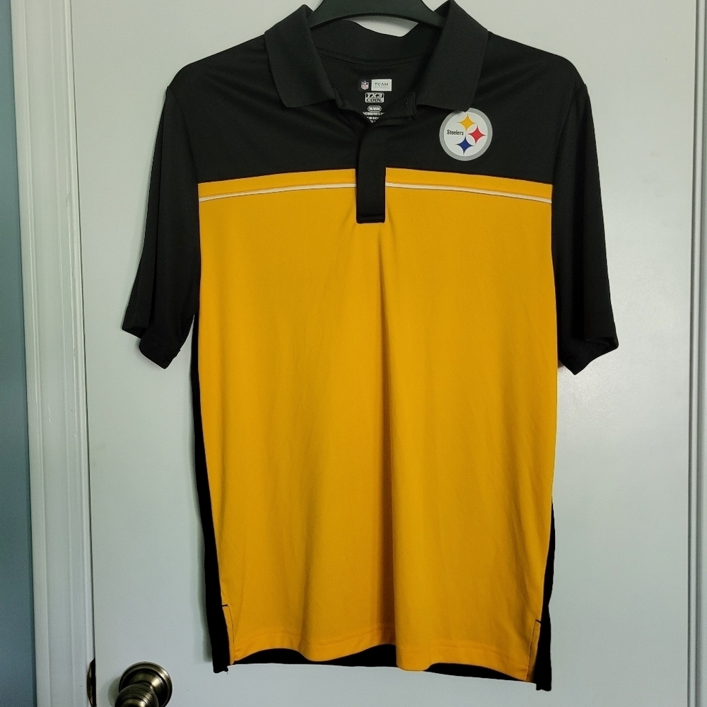Pittsburgh Steelers NFL Team Apparel TX3 Cool Polo‎ Shirt Mens Medium Black